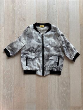 Floral Gray & Black Bomber Jacket